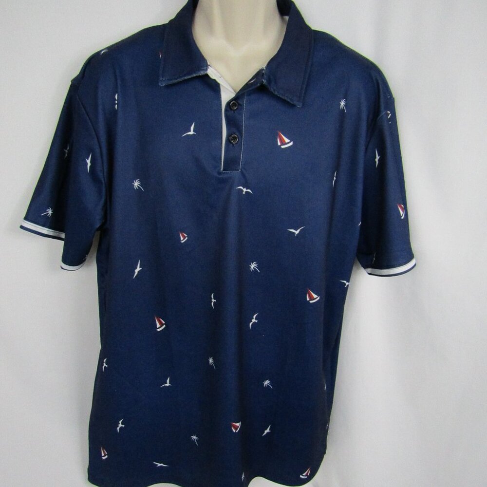 Men's | Polo | XXL | Birds & Sailboats | Vacation Shirt